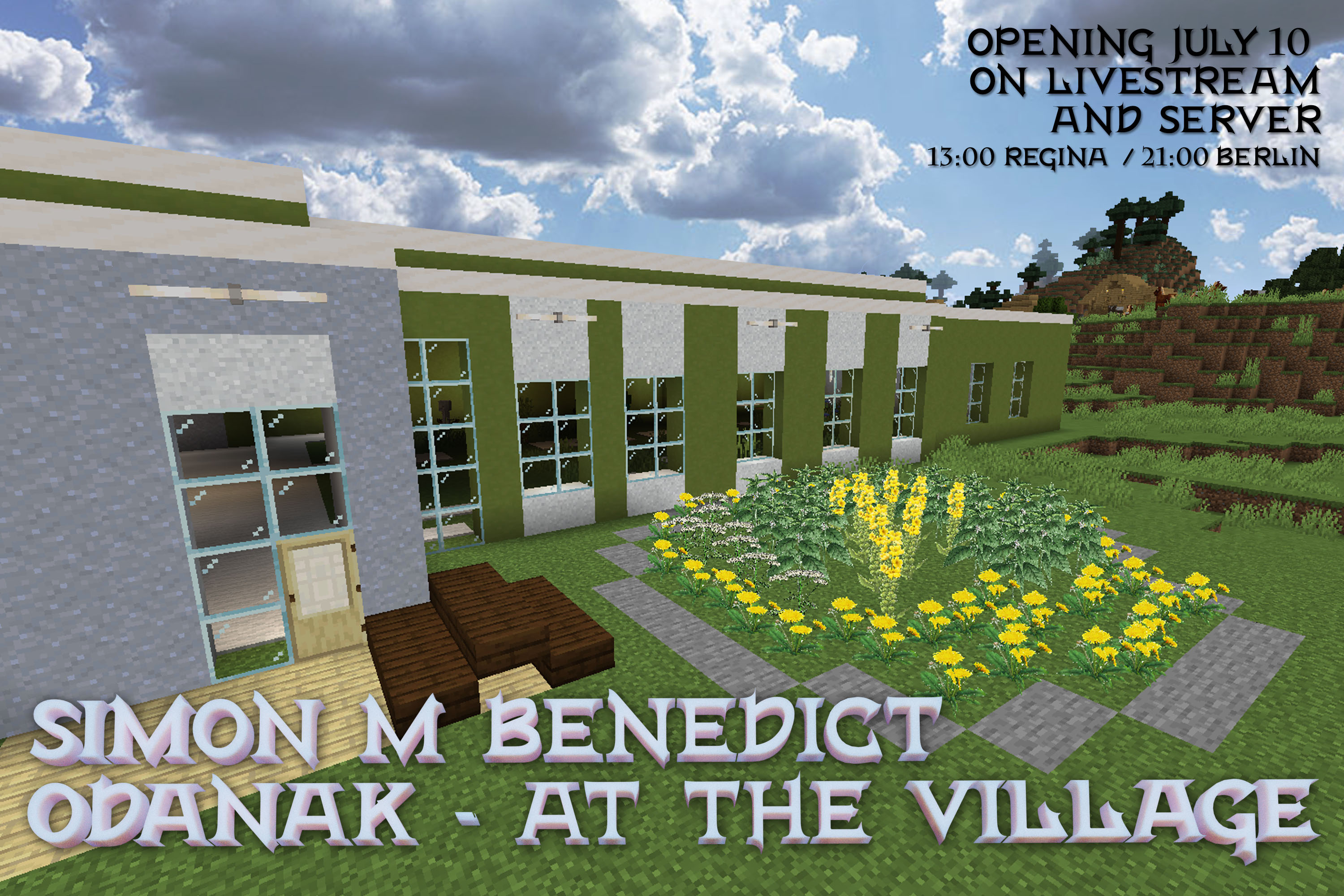 Flyer for the Odanak - At the Village opening, showing the health center of the community, and the medicinal plants that have been added to the game